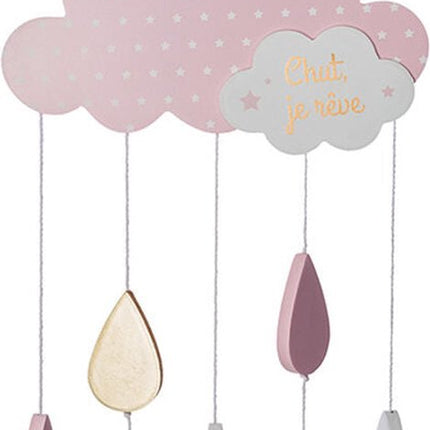 Kinderkamer Decoratie Maan Hout 43cm- Goud/Roze