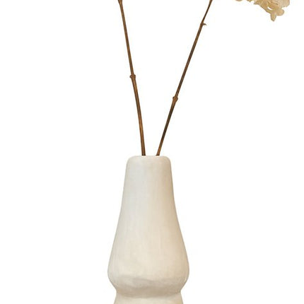 Marokkaanse Vaas 30 cm - Handgemaakte Keramieken Vaas - Mat Wit Crème Design - Voor Droogbloemen of een elegante siertak.
