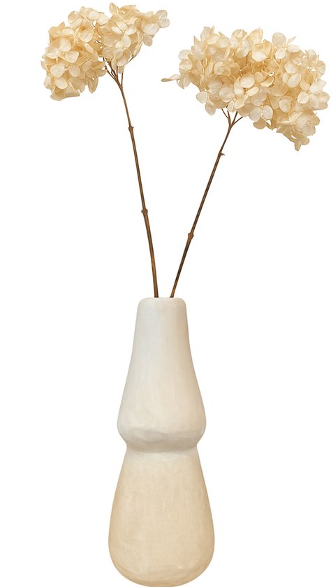Marokkaanse Vaas 30 cm - Handgemaakte Keramieken Vaas - Mat Wit Crème Design - Voor Droogbloemen of een elegante siertak.