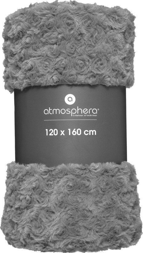 Atmosphera Sprei/deken/plaid - donkergrijs - polyester - 120 x 160 cm - geknoopt motief