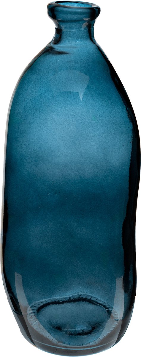 Atmosphera bloemenvaas Pisa - Organische fles vorm - blauw transparant - glas - 51 x 23 cm