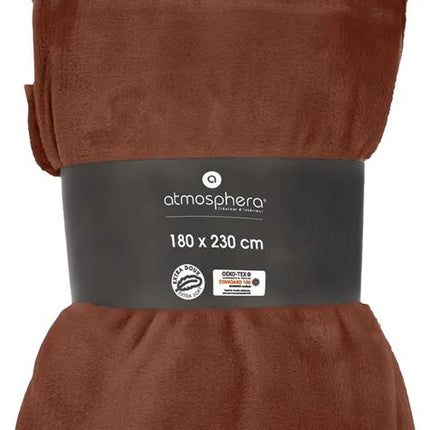 Atmosphera fleece deken/fleeceplaid - terracotta - 180 x 230 cm - polyester - Molton Bankdeken