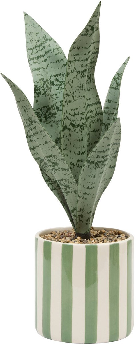 Atmosphera Kunstplant Sansevieria Chéri met keramische pot - Ø12xH38cm - Groen