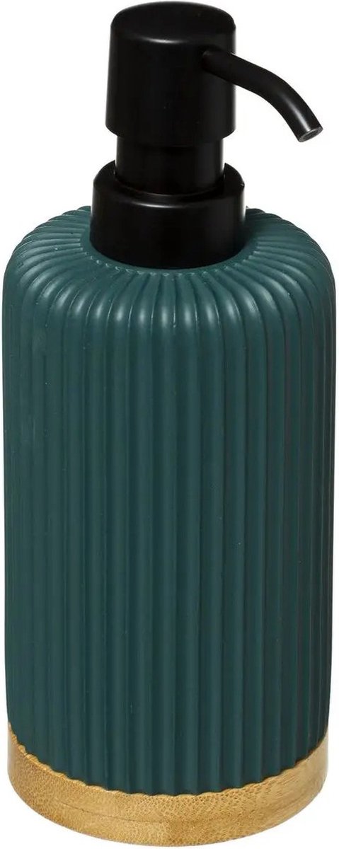 5Five ZZeeppompje/zeepdispenser - groen - 270 ml - kunststeen - badkamer/toilet zeeppomp