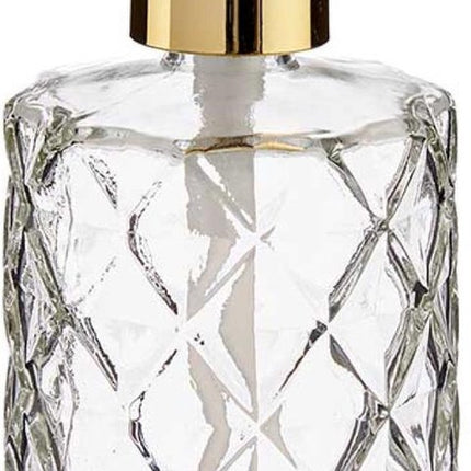 Zeeppompje/zeepdispenser transparant geruit glas 330 ml - Badkamer/keuken zeep dispenser