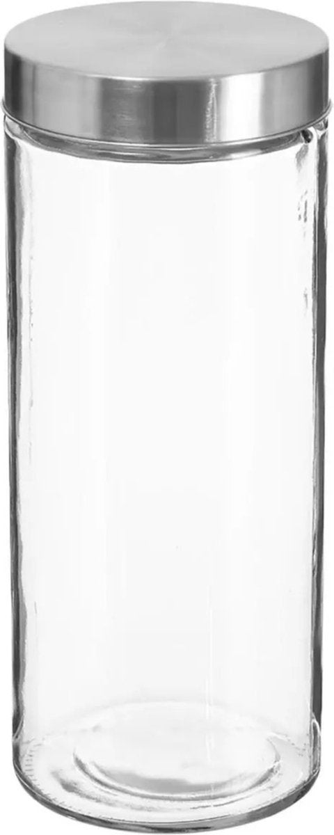 Voorraadbus/voorraadpot 2L glas met RVS deksel - 2000 ml - Voorraadpotten met luchtdichte deksel