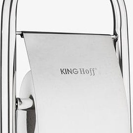 Kinghoff 3221 toiletborstel met toiletrolhouder, rvs, staand, zilverkleurig