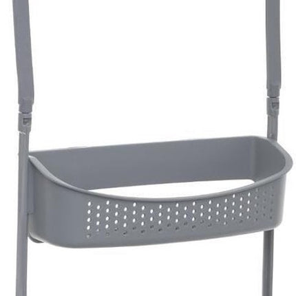 Doucherekje/badkamerrekje 2 lagen kunststof met ophanghaak grijs 32 x 11 x 70 cm - Opberg rekjes voor shampoo/douchegel