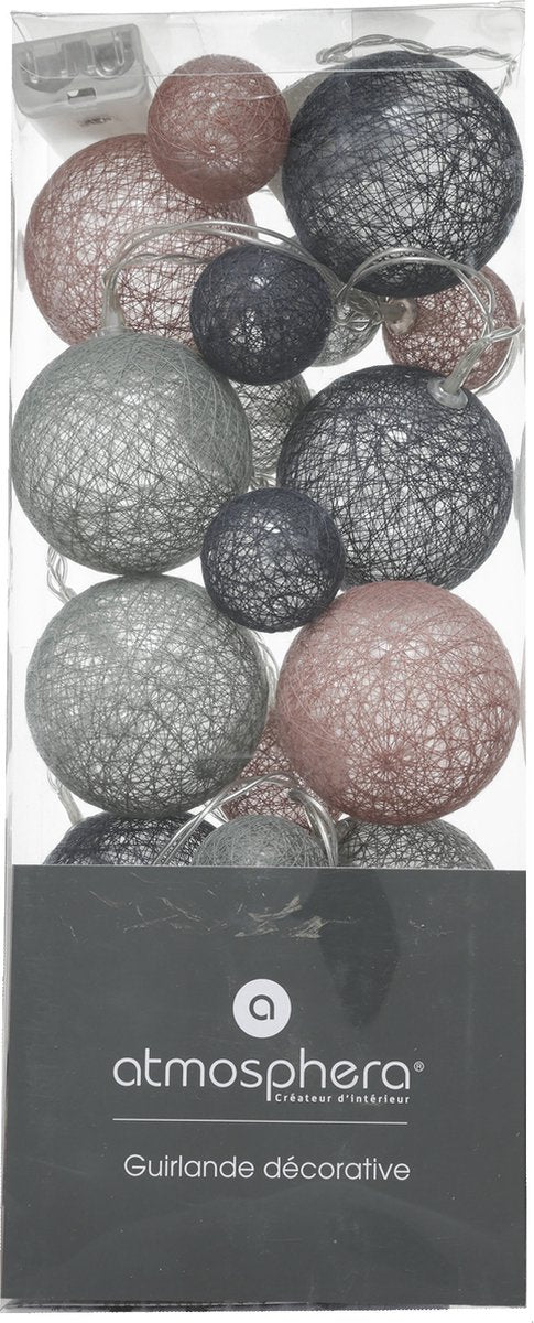Atmosphera Lichtslinger - 20 verlichte balletjes - multi kleuren mix - 210 cm - batterijen