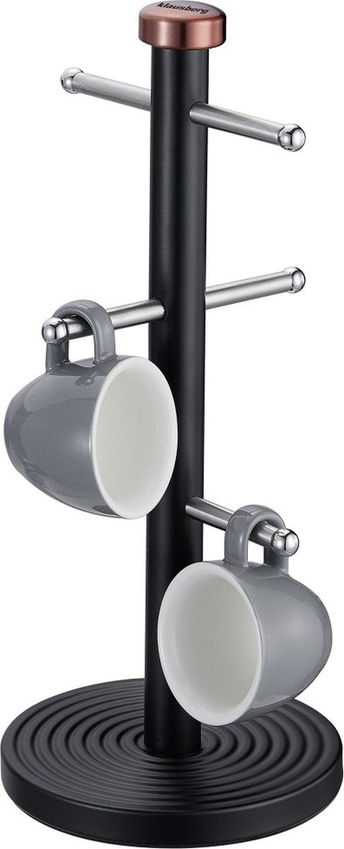 Klausberg 7716 - Mokkenboom – Mokkenhouder – Mokkenrek – Kopjeshouder – Voor 6 Mokken - Zwart