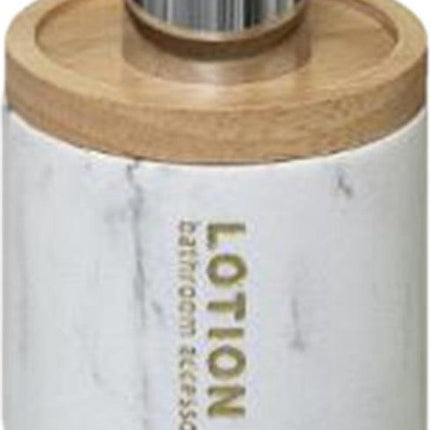 5five Zeeppompje/zeepdispenser - marmer look - wit - 272 ml - navulbaar - keuken/toilet/badkamer