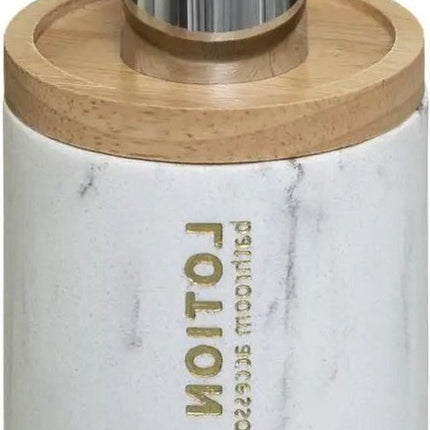 5five Zeeppompje/zeepdispenser - marmer look - wit - 272 ml - navulbaar - keuken/toilet/badkamer