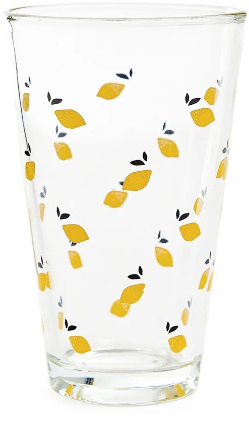 Homla - Drinkglas - Drinkglazen met Citroen Design - Set van 3 - Glazen Waterglazen - Voor Sap, Limonade, Cocktails & Frisdrank - 300 ml - Ø8 x 12 cm - Transparant