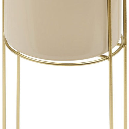 Atmosphera Bloempot/Staanders - Set van 2 stuks - Ø28xH55cm - Beige/Goud