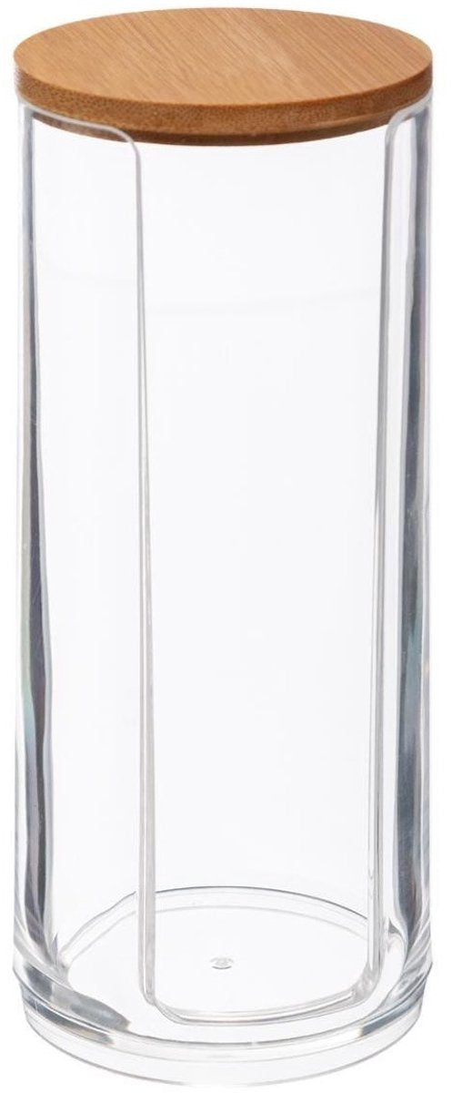 FiveÂ® Wattenschijfjes dispenser bamboe deksel - Wattenschijfjes - Met deksel