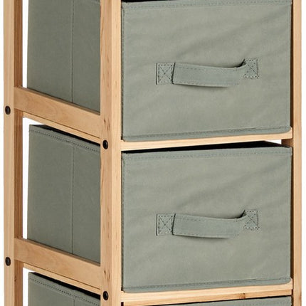 Kipit Badkamerkastje/opbergkastje - met 4x manden - 29 x 28 x 89 cm - Dennenhout