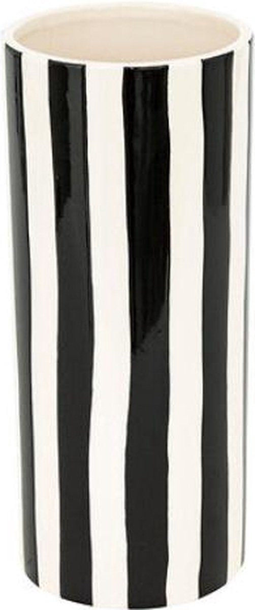 Atmosphera Edric Keramieken vaas Ø13xH30cm - Zwart