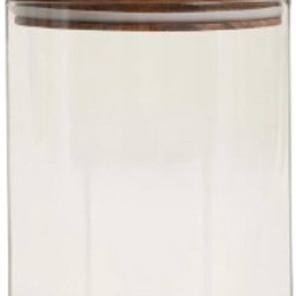 Homla - Animali Hondensnack Bewaarpot - Dierenvoer Voorraadpot - Glazen Snoepjespot voor Huisdieren - Voeropslag met Houten Deksel - 1.7 Liter - Glas en Hout - Ø13 x 21 cm - Transparant
