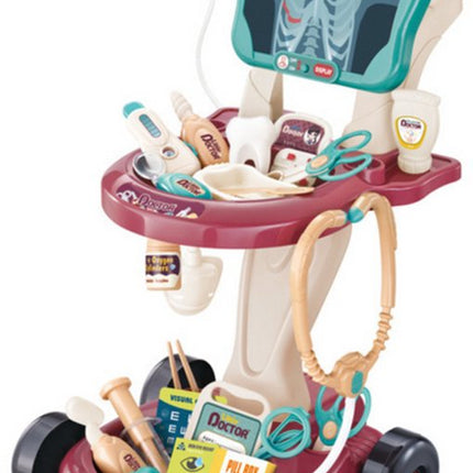 Dokters Speelset - Medische Trolley met EKG - Kinder Dokter Speelgoed - Stethoscoop - Thermometer & Accessoires - Rolstoel Speelset - Educatief & Leerzaam - voor 3+ jaar - 2 x AA-batterijen (niet inbegrepen) - Multicolor