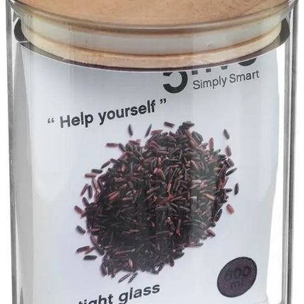 Secret de Gourmet Voorraadbus - 3x stuks - voorraadpot - 600 ml - glas - met houten deksel - voedsel - keuken