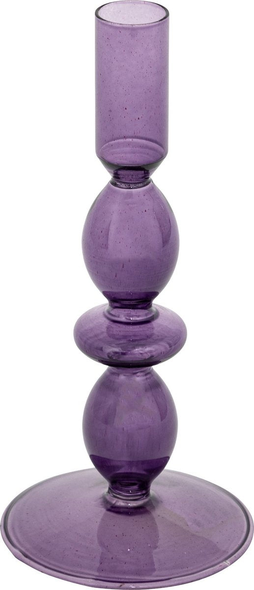 Atmosphera Glazen kandelaar Ø9xH19cm - Paars