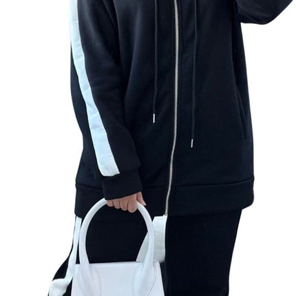 Comfortabel Joggingpak Zwart - 2delig - Zwart- Sweater en comfortabele (jogging)broek - Huispak - OneSize