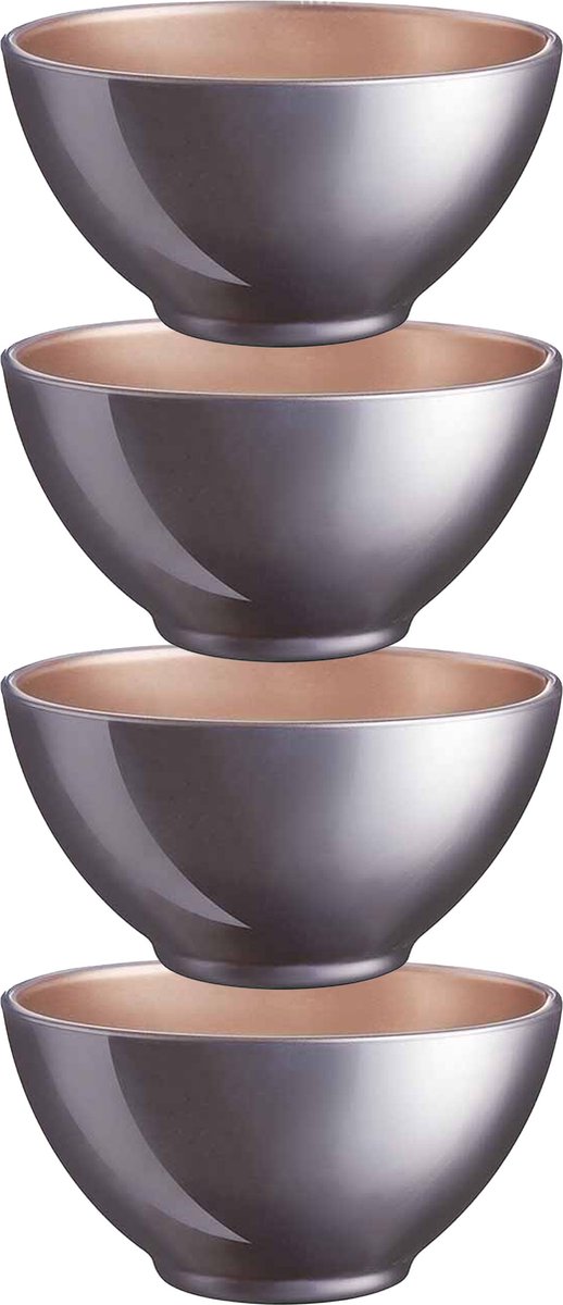 Luminarc Kommetjes/soepkommen/schaaltjes voor dessert/ontbijt - 4x - Glas - D13 x 6 cm - lila paars