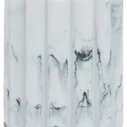 Marby WC-borstel Set Wit - Marmerlook - Polyresin - Diameter 10,5 cm x Hoogte 42,3 cm - Toiletborstel met houder