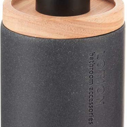 Berilo zeeppompje/dispenser Lotions - mat zwart - polyresin/bamboe - 18 x 8 cm - 300 ml - badkamer/toilet/keuken