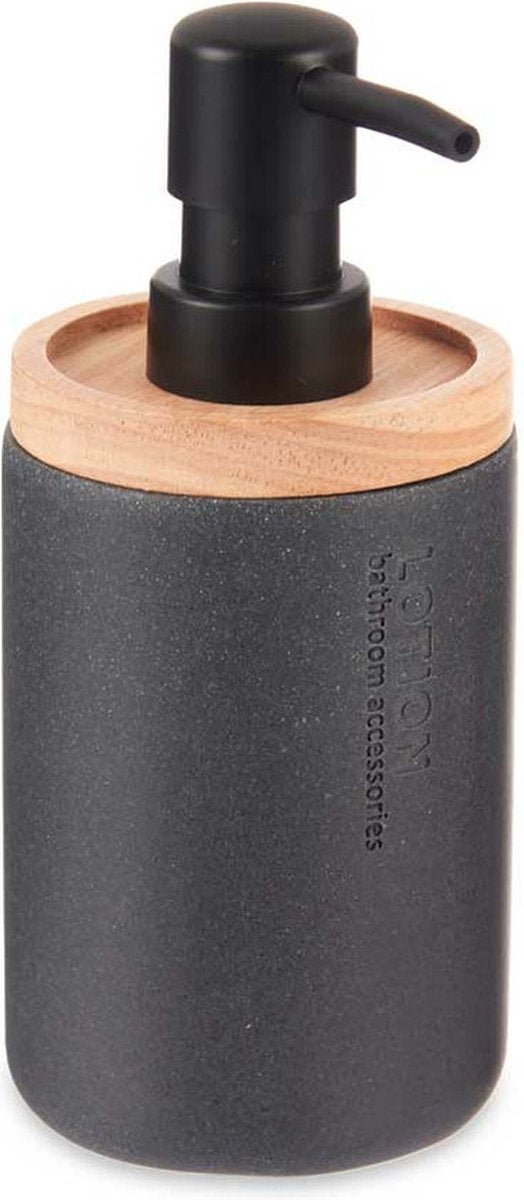 Berilo zeeppompje/dispenser Lotions - mat zwart - polyresin/bamboe - 18 x 8 cm - 300 ml - badkamer/toilet/keuken