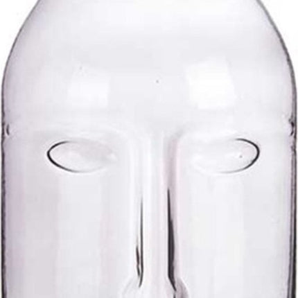 Giftdecor Bloemenvaas Crystal Face - luxe deco glas - grijs transparant - 11 x 24 cm - gouden top