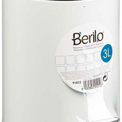 Berilo pedaalemmer 3 liter wit met bamboe deksel en uitneembare binnenbak
