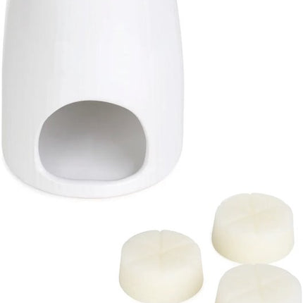 Homla - Fires Geurbrander - Set van 2 - Aroma Brander - Inclusief Geurwax - Geurverspreider - voor Woonkamer & Badkamer - Decoratie Cadeau - Keramiek met Wax Fresh Linen - Wit