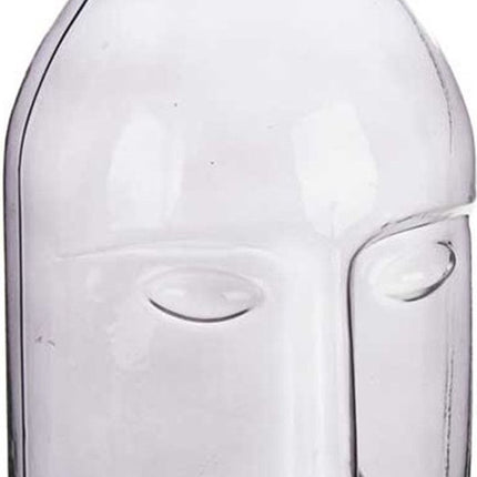 Giftdecor Bloemenvaas Crystal Face - luxe deco glas - grijs transparant - 11 x 24 cm - gouden top