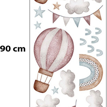 Sipo Wandsticker Ballonnen en Regenboog - Zelfklevende Muursticker voor Kinderkamer - 64x86 cm - Kleurrijke Decoratie voor Meisjes- en Jongenskamer