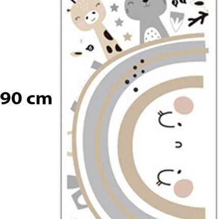 Wandsticker Dieren - Zelfklevende Dieren Decoratie voor Kinderkamer - 70x49 cm - Kleurrijke Muursticker met Dierfiguren voor Babykamer en Peuterruimte - Nijlpaard - Giraffe - Leeuw