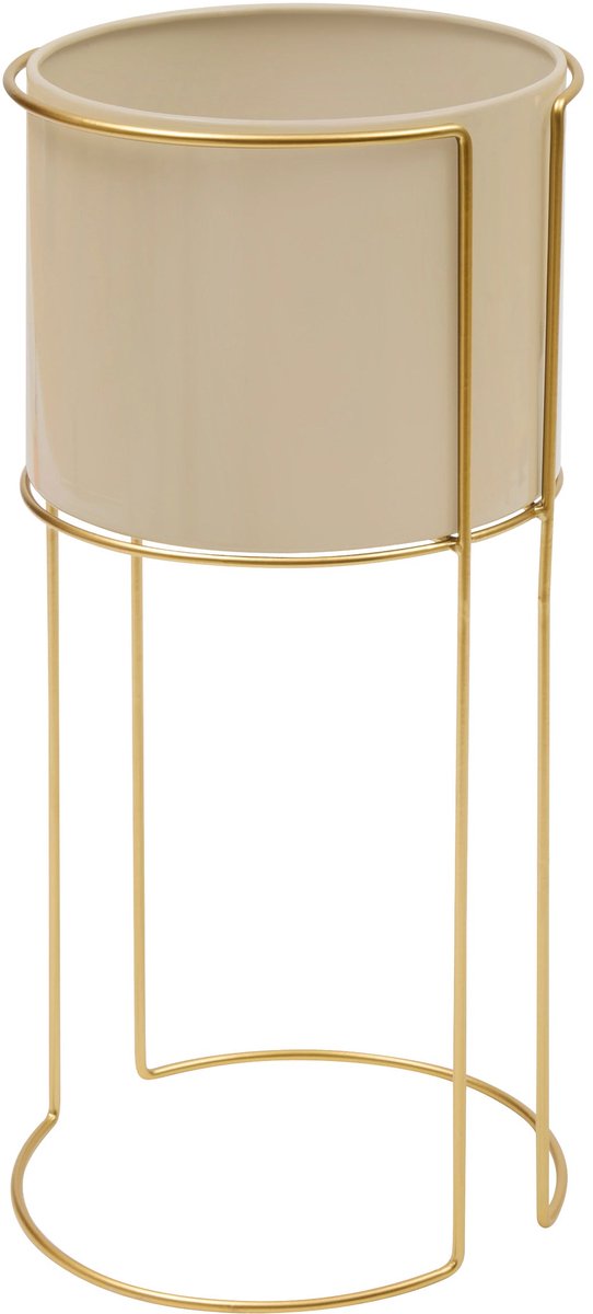 Atmosphera Bloempot/Staanders - Set van 2 stuks - Ø28xH55cm - Beige/Goud