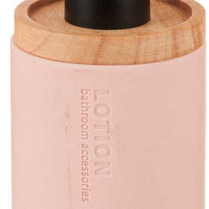 Berilo zeeppompje/dispenser Lotions - mat roze - polyresin/bamboe - 18 x 8 cm - 300 ml - badkamer/toilet/keuken