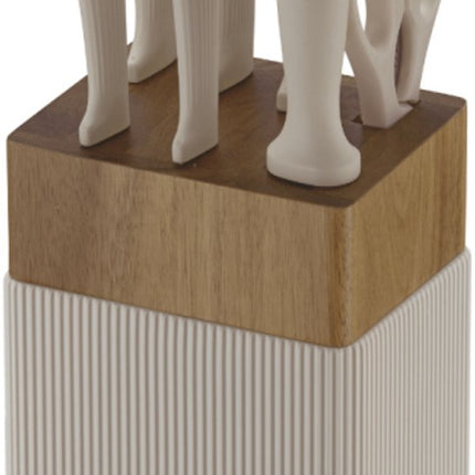 Klausberg KB-7984 8 Delig Messenset - Messenblok met Acacia Hout - Roestvrij Staal Inclusief Slijpstaaf - Broodmes - Koksmes - Vleesmes -