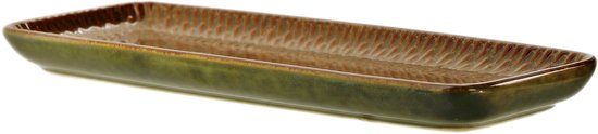 MPLCo - Ombre Insta Serveerschaal - Ovenschaal - Bakvorm - Ovenbestendige Gratin Schotel - Vaatwasser & Magnetron Bestendig - Keramiek - Rechthoek - 25 x 10 x 2 cm - Groen/Bruin