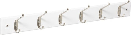 5Five Kapstok voor wand/muur - wit - 6-haaks wandkapstok - MDF/ijzer - 58 x 9 cm