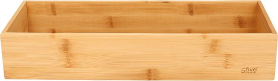 5Five Bestekbak/keuken organizer - Set van 3x stuks - 1-vaks - Tidy Smart - bamboe hout - 38 x 15 x 7 cm