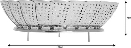 KINGHOFF opvouwbaar stoommandje van rvs, Ø28 cm, zilver