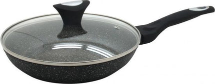 Klausberg 7039 koekenpan met glazen deksel Ø24 cm, marmer coating, alle warmtebronnen