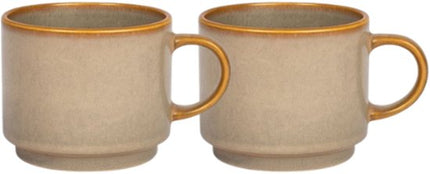 MPLCo Stack mokken set van 2, keramiek met reactief glazuur, 350 ml, grijs/beige