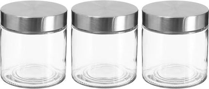 Secret de Gourmet voorraadpotten, set van 3, 0,75 L, glas met luchtdichte rvs deksel