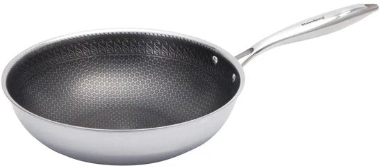 Klausberg 9024 - Wokpan, antiaanbaklaag met honingraatstructuur - 28 cm - 3-laags - 304 roestvrij staal - PFOA-vrij