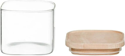 Set van 4 voorraadbussen/voorraadpotten glas met houten deksel - 500 ml - 1000 ml - Voorraadpotten met luchtdichte deksel