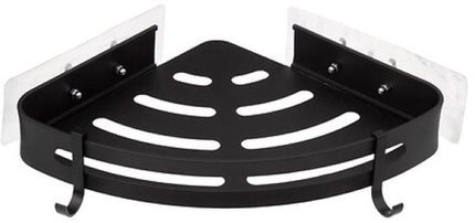 Blackalu Doucherek - Douchemand - Set van 2 - Badkamer Opbergrek - Zelfklevend Doucherek - Douche Plank Hoek - Zonder Boren - Aluminium - 29.2 x 23.5 x 4 cm - Zwart