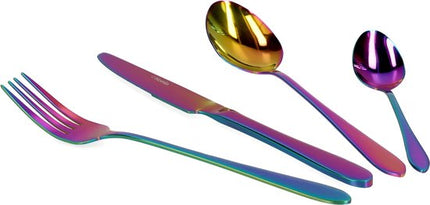 HOMLA - Abele Bestekset - 16-Delig Luxe Bestekset - Iridescent Cutlery Set - Modern Design Tafelbestek - Lepels, Vorken & Messen - RVS - Multicolor